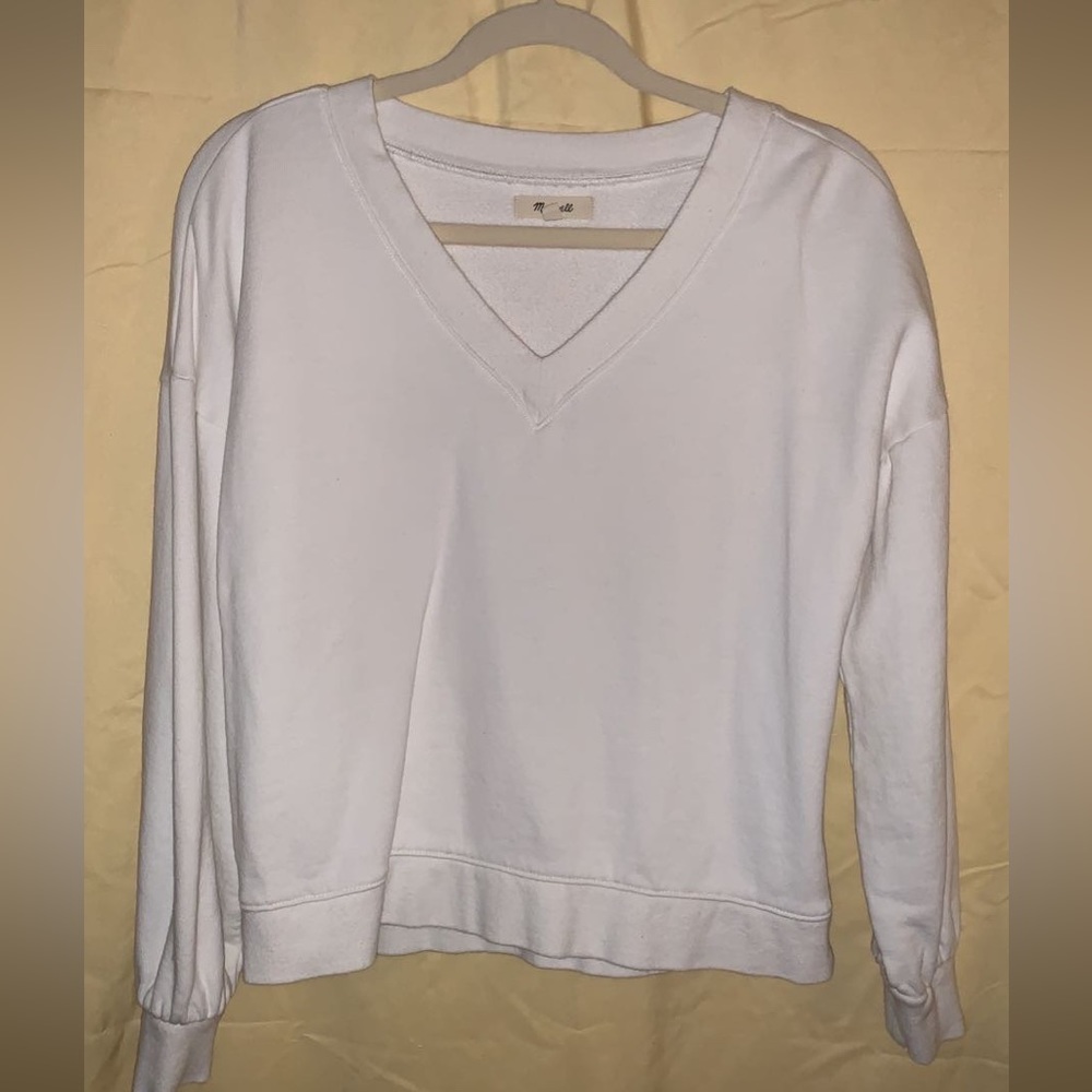 Madewell Off white v neck crew